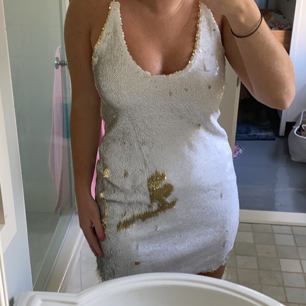 Free people white and gold sequin dress